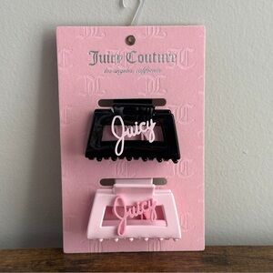 NWT Juicy Couture Pink Black Medium Hair Claw Clip Cute Accessories